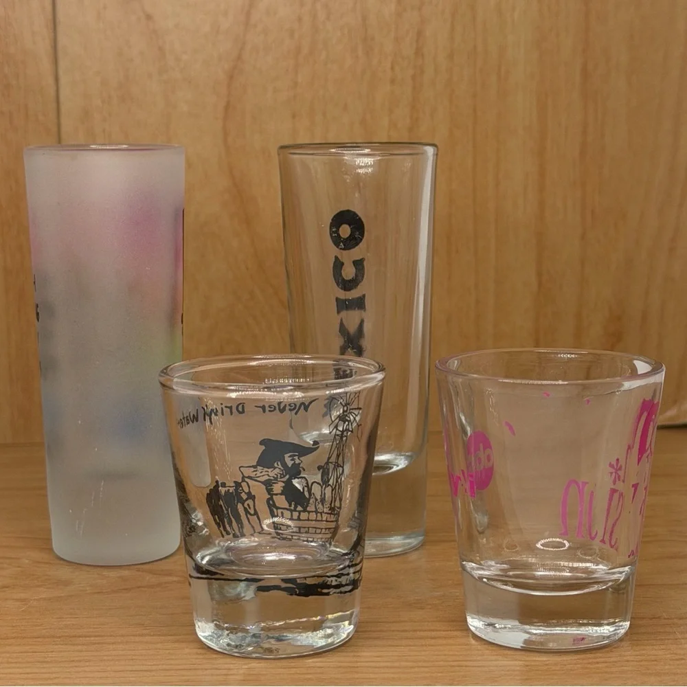 Clear and Frosted Shot Glasses Mixed Lot of 4